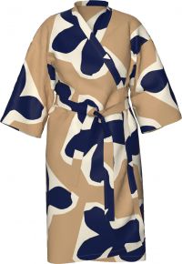 Marimekko Damen Bademantel cremeweiß, dunkelblau, beige Kevätkiuru (Frühlingslerche)