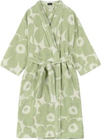 Marimekko Damen Bademantel cremeweiß, salbei Unikko