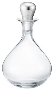 Georg Jensen Sky Cognac Dekanter 1,45 l mit Stahlstopfen Edelstahl poliert, Kristallglas