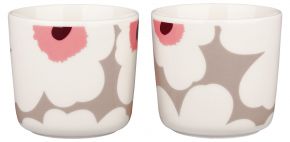 Marimekko Unikko Oiva Tasse / Becher ohne Henkel 0,2 l 2 Stk. cremeweiß, ton, puder, weinrot