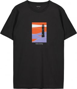 Makia Clothing Herren T-Shirt mit Print Bengtskär Leuchtturm