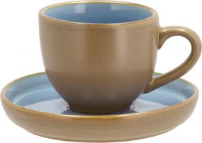 Bitz Steingut Tasse mit Untertasse 0,07 l