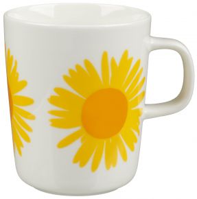 Marimekko Auringonkukka (Sonnenblume) Oiva Becher 0,25 l cremeweiß, sonnengelb, orange