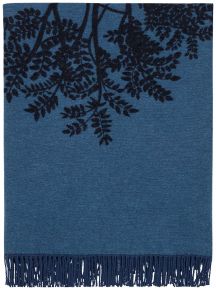 Marimekko Puu Kuutamossa (Baum im Mondlicht) Baumwolldecke 130x170 cm graublau, blau, schwarz