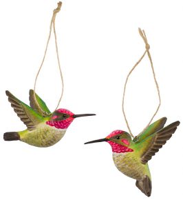 Wildlife Garden Decobird Annakolibri handgeschnitzt 2er Set