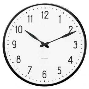 Arne Jacobsen Clocks Station Wanduhr schwarz, weiß