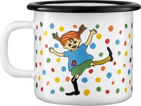 Muurla Pippi Langstrumpf Hopsasa Tasse / Becher Emaille 0,25 l weiß, mehrfarbig