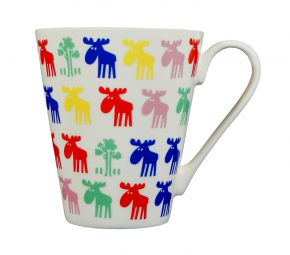 Nordiska Mia L. Elch weiß multicolor Becher 0,3 l