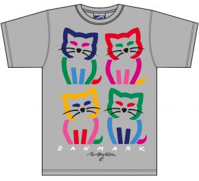Bo Bendixen Unisex T-Shirt grau melange 4 Katzen