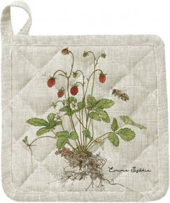 Emma Sjödin Topflappen 22x22 cm Wilde Erdbeeren & Honigbiene