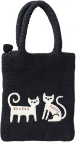 Klippan Katzenpaar Filztasche Handarbeit 30x35 cm schwarz, weiß