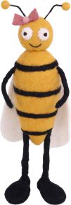 Gry & Sif Kinder / Deko Bienenmädchen Filz Höhe 27 cm gelb schwarz