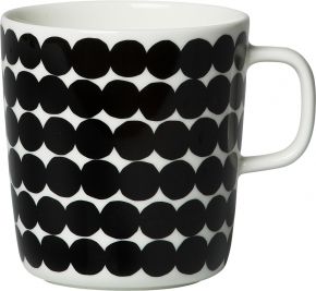 Marimekko Siirtolapuutarha (Schrebergarten) Oiva Tasse / Becher 0,4 l schwarz, cremeweiß