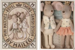 Maileg Maus Königliche Zwillinge Kleine Schwester & Kleiner Bruder Höhe 11 cm 2 tlg. Set in Box