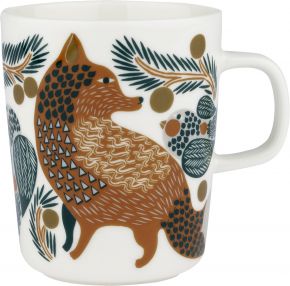 Marimekko Ketunmarja (Fuchsbeere) Oiva Becher 0,25 l cremeweiß, braun, dunkelgrün