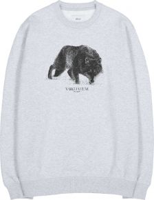 Makia Clothing x Danny Larsen Herren Fleece Sweatshirt mit Wolfprint hellgrau / schwarz Lupus