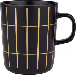 Marimekko Tiiliskivi (Ziegelstein) Oiva Tasse / Becher 0,25 l schwarz, gold