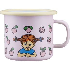 Muurla Pippi Langstrumpf Fruits Tasse / Becher Emaille 0,25 l pink, gelb
