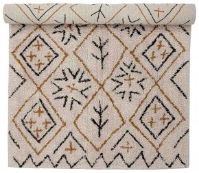 Bloomingville Teppichläufer Baumwolle 90x150 cm natur mustard schwarz