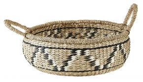 Villa Collection Korb mit Zigzag Muster Seegras schwarz, natur Ø 35 cm