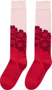 Marimekko Damen Kniestrümpfe rot, hellrosa Unikko Tarkkuus / Kasvaa