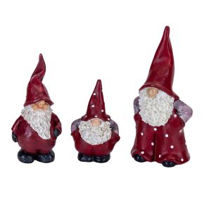 Nääsgränsgården Tomte Elmer, Max & Leonard bis Höhe 9 cm 3 tlg. Set grau, rot