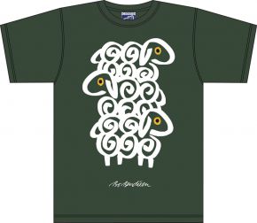Bo Bendixen Unisex Kinder T-Shirt grün, weiß 3 treffen sich