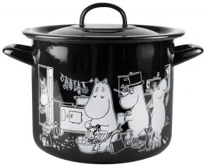 Muurla Mumin Topf Emaille 1,5 l schwarz, weiß