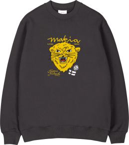 Makia Clothing Herren Sweatshirt Rundhals schwarz Lion Print mit Finnland Flagge