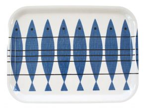 Almedahls Sill Tablett 20x27 cm blau, weiß
