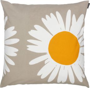 Marimekko Auringonkukka (Sonnenblume) Kissenhülle (Öko-Tex) 50x50 cm beige, weiß, gelb