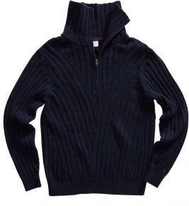 REDGREEN Herren Pullover mit Kragen 1/4 Reißverschluss dark-navy melange Jan-Erik