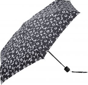 Marimekko Unikko Mini Regenschirm manuell schwarz, dunkelgrau