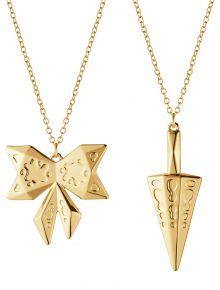 Georg Jensen Weihnachten 2022 Baumschmuck mit Kette Schleife und Kegel gold