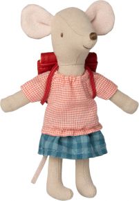 Maileg Dreirad Maus Große Schwester mit rosa Bluse & Schultertasche Höhe 13 cm