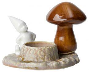 Kähler Design Weihnachtsgeschichten Kerzenständer Pilz mit Wichtel Höhe 9,5 cm