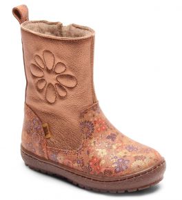 Bisgaard Mädchen Kinder Lederstiefel mit Reißverschluß / Tex / Lammfellfutter Blumen Dora