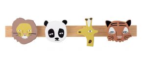 Bloomingville Sade Hakenleiste Tiere Holz Länge 47 cm Höhe 10 cm mehrfarbig