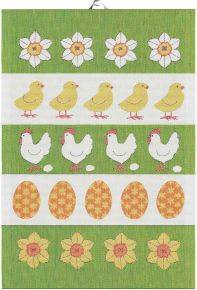 Ekelund Ostern Kükenparade Geschirrtuch (Öko-Tex) 35x50 cm grün, gelb, orange, rot, weiß