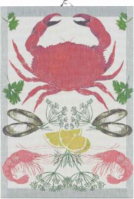 Ekelund Maritim Meeresfrüchte Geschirrtuch (Öko-Tex) 35x50 cm rot, weiß, mehrfarbig