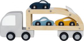 Jabadabado Holzspielzeug Autotransporter mit 3 Autos weiß, mehrfarbig Holz 32x8x12 cm