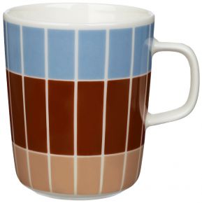 Marimekko Tiiliskivi (Ziegelstein) Oiva Tasse / Becher 0,25 l cremeweiß, hellblau, braun