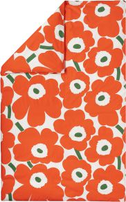 Marimekko Unikko Bettdeckenbezug 135x200 cm (Öko-Tex) cremeweiß, orange, grün