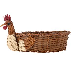 Bloomingville Korb mit Hühner Kopf Höhe 18 cm Breite 14,8 cm Länge 27 cm natur rot Marsha