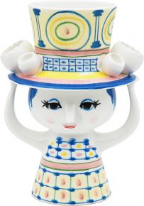 Bjørn Wiinblad Lady with hat Vase Höhe 20,5 cm blau, mehrfarbig