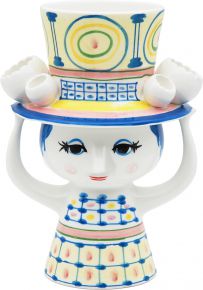 Bjørn Wiinblad Lady with hat Vase Höhe 20,5 cm blau, mehrfarbig