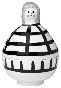 Marimekko Marikyläläiset Rauha (Frieden) Dose Höhe 17,5 cm Ø 12 cm cremeweiß, schwarz, grau