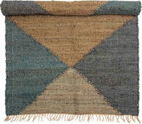 Bloomingville Teppich Jute 120x180 cm natur, braun, blau Caris