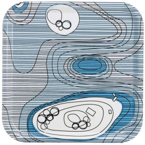 Born in Sweden Tablett 32x32 cm Archipilago blau, weiß