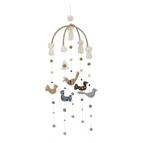 Bloomingville Mini Kindermobile Wolle Tiere, Kugeln Höhe 105 cm